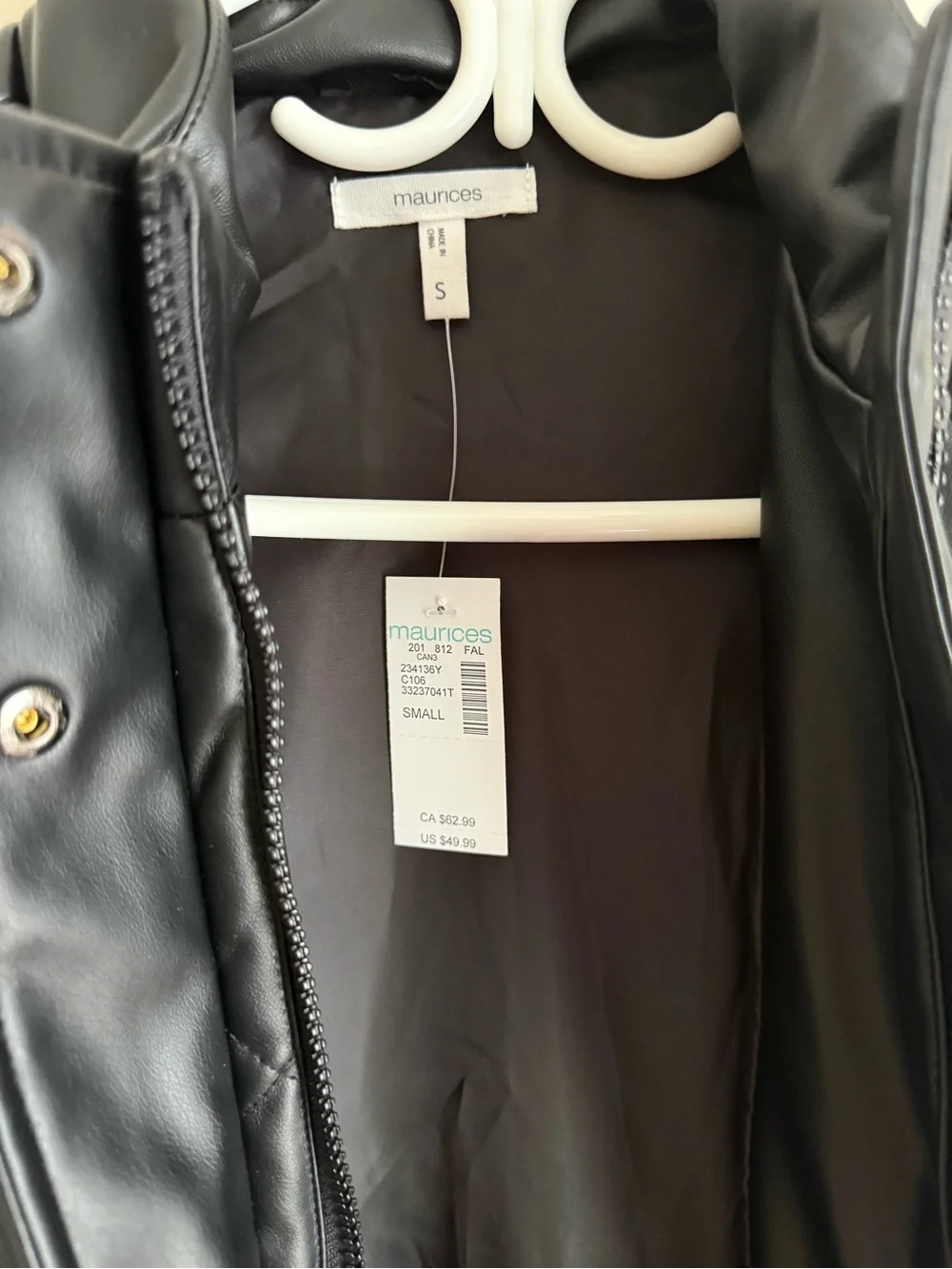 Maurices Black Quilted Faux Leather Sleeveless Vest